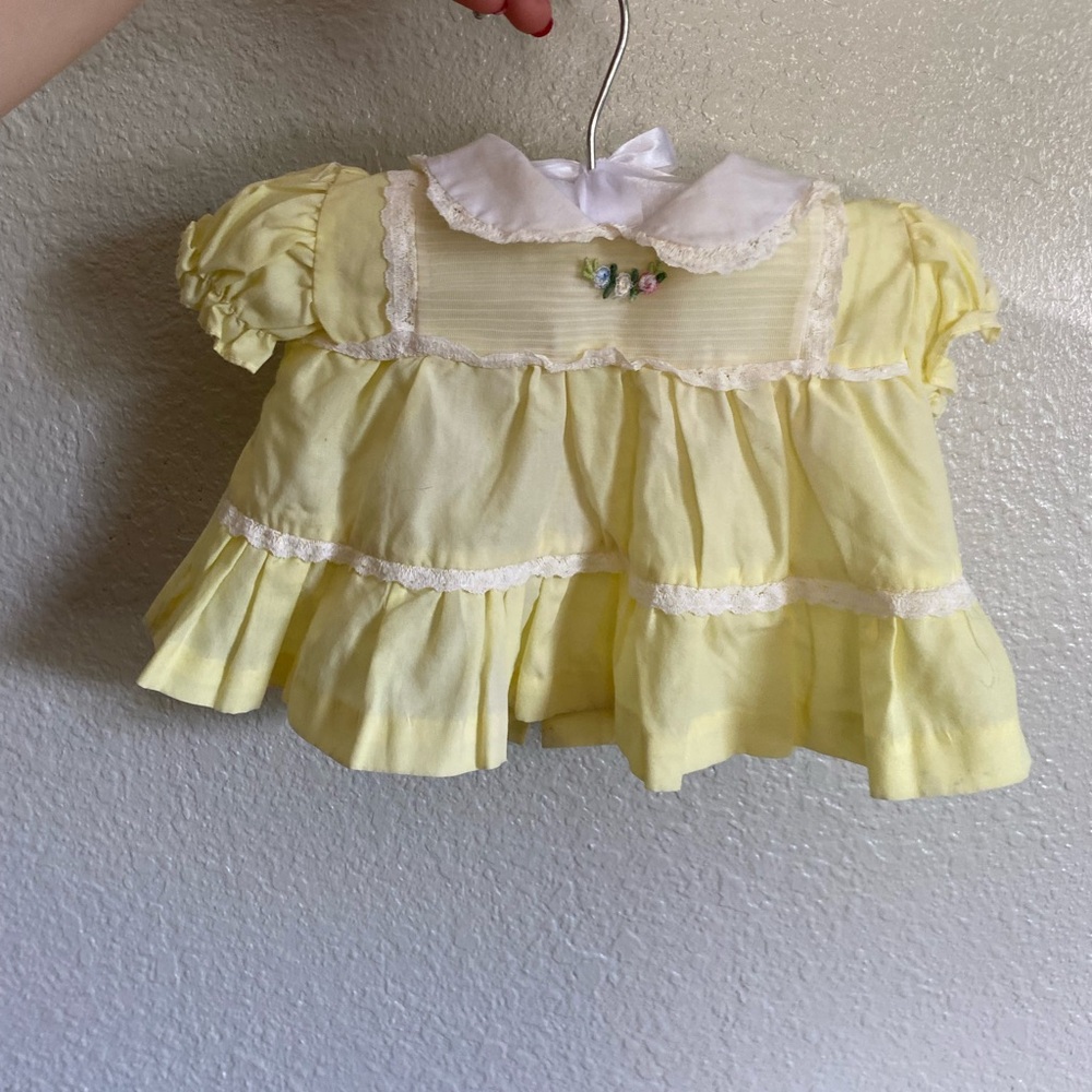 VINTAGE Yellow Ruffled Baby Dress